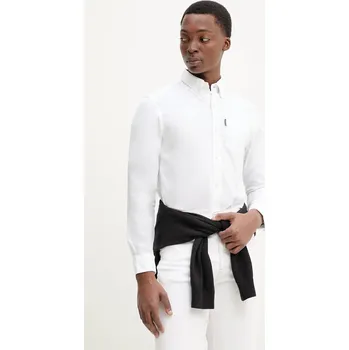 Pánská košile Bavlněná košile Superdry bílá barva, regular, s límečkem button-down, M4010991A-KKJ M4010991A.KKJ 00X, vel. M