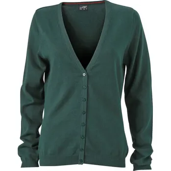 Dámský svetr James & Nicholson Dámský pletený cardigan s výstřihem do V - M forest green