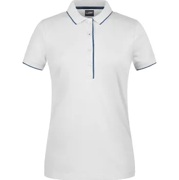 Dámské tričko James & Nicholson Dámské piqué polo s kontrastní légou - XL white/navy