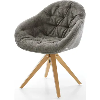 Jídelní židle DELIFE Jídelní židle Gaio-Flex bouclé Měkký tmavě béžová dřevěná podnož hranatý přírodní 180° otočný