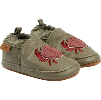 Capáčky MIKK-LINE Dětské kožené capáčky Krab – barefoot, protiskluzové 2-3 roky Zelená