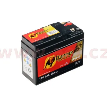 Motobaterie baterie gelová 12V, YTR4A-BS, 3Ah, 40A, BANNER Bike Bull GEL 112x48x85
