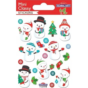 Vánoční dekorace Samolepky Global Gift vánoční 12 x 7,5 cm - roztomilý sněhulák