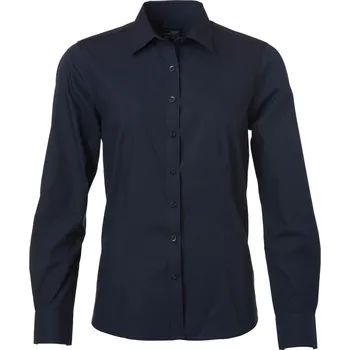 Dámská halenka James & Nicholson Popelínová halenka s dlouhým rukávem - 3XL navy