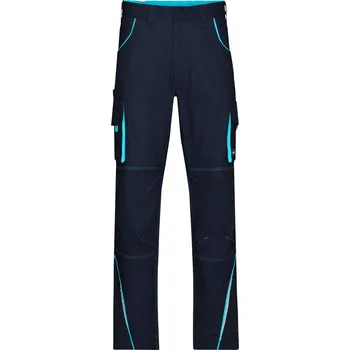 Dámské kalhoty James & Nicholson Pracovní kalhoty - Color - (27) navy/turquoise