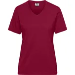 James & Nicholson Dámské pracovní tričko z bio bavlny - Solid - S wine