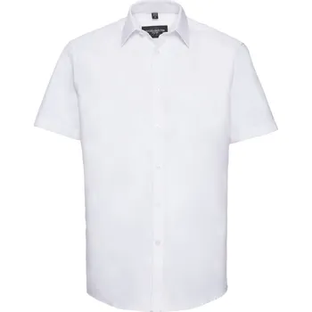 Russell Collection Košile s krátkým rukávem, vzor rybí kost - XL white