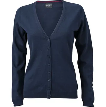 Dámský svetr James & Nicholson Dámský pletený cardigan s výstřihem do V - L navy