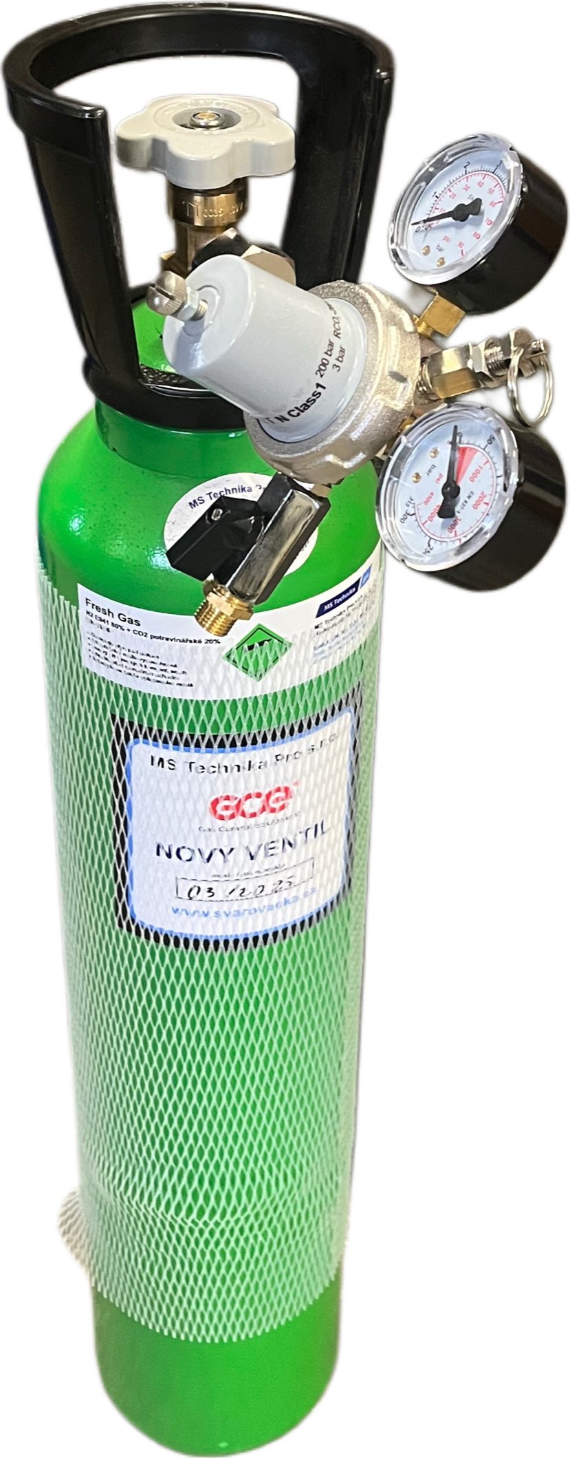 GCE Česká republika Výhodný set - tlaková lahev biogon 8l + redukční ventil GCE