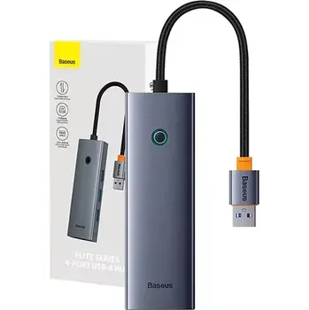 Notebook Baseus UltraJoy Rozbočovač 4v1 USB-A na 3x USB 3.0 + 1x RJ45 šedá (B0005280A813-01)