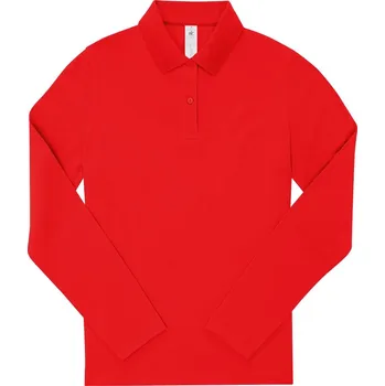 Dámské tričko B&C Collection Dámské piqué polo z těžké bavlny s dlouhým rukávem - XS red