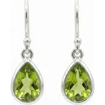 Náušnice Olivínové kapky - stříbrné náušnice s olivínem