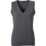 James & Nicholson Dámská svetrová vesta s výstřihem do V - S anthracite melange