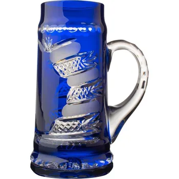 Sklenice Broušená modrá pivní sklenice, Glamour Crystal, 300 ml