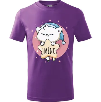 DOBRÝ TRIKO Dětské tričko se jménem Spící kočka Velikost: 122/6 let, Barva: Fialová