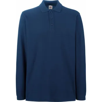 Pánské tričko Fruit of the Loom Piqué polo s dlouhým rukávem - S navy