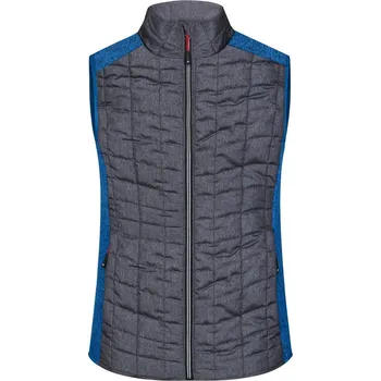 Dámská vesta James & Nicholson Dámská pletená hybridní vesta - S royal melange/anthracite melange