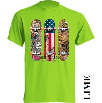 Pánské tričko levne-bavlnene-tricko-potisk-skateboard Barva: Lime - limetková, velikost: XS