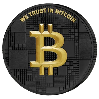 Sběratelství Stříbrná medaile Bitcoin 1000 SATS BU černé ruthenium, B pozlaceno zlatem