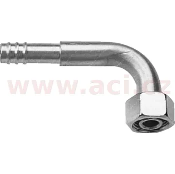 fitinka hliníková namačkávací o-kroužek samice 90° pro hadice G6 (8 mm) závit UNF 5/8"