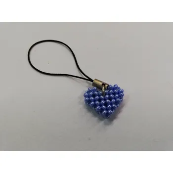 Přívěsek Přívěsek na mobil z korálků - srdce 1,5cm - fialové
