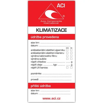 Autodíl Kartička "Údržba klimatizace" (samolepící štítek) - sada 100 ks