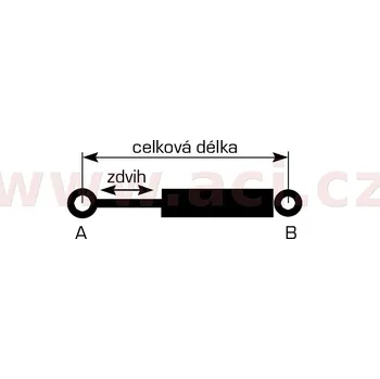vzpěra zd. dveří 3/5dv. (ne Kombi) MELLET (celk. délka 622 mm, délka zdvihu 240 mm, síla 360 N)