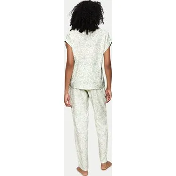 Dámské pyžamo Triumph Pyžamo Boyfriend 10222611 Zelená Relaxed Fit 40