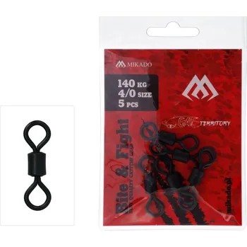 Rybářský háček 5ks Obratlík Mikado Rolling Velikost 3/0 Černý Matný