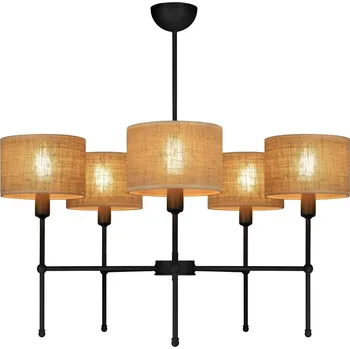 Lustr na tyči MADELA 5xE14/40W/230V juta/černá