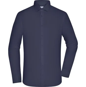 Pánská košile James & Nicholson Popelínová košile slim fit s dlouhým rukávem - L navy