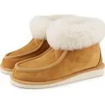 Vlnka Dámské kožené kotníkové bačkory s ovčí vlnou Karina hnědá velikost obuv dospělí 37