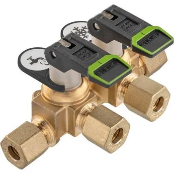 Příslušenství ke karavanu Plynový distribuční blok KSV-AB s převlečnou maticí typu M-MS varianta Krátká verze, 2 vývody