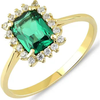 Prsten Lillian Vassago Zlatý prsten se smaragdem a zirkony LLV22-GR042YE Velikost prstenu: 54