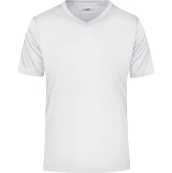 James & Nicholson Pánské sportovní tričko s výstřihem do V - S white