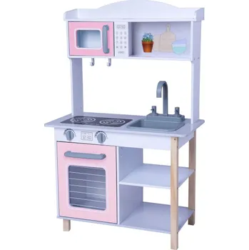 Dětská kuchyňka BABU - Dřevěná dětská kuchyňka - Růžová