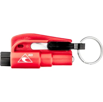 bezpečnostní přívěšek s řezákem pásů a rozbíječem skla, s logem ACI