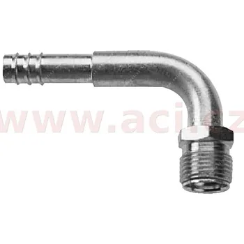 fitinka hliníková namačkávací o-kroužek samec pro o-k. samice 90° pro hadice G6 (8 mm) závit UNF 5/8"