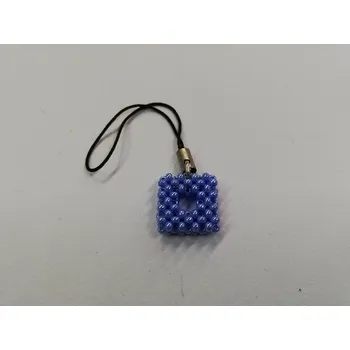 Přívěsek Přívěsek na mobil z korálků - čtverec s dírou 1,5cm - modrý