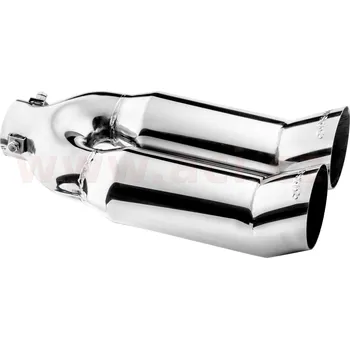 koncovka výfuku nerezová dvojitá kulatá, vnější průměr 2x76mm, délka 200mm, vnitřní průměr 45-58mm ASSO