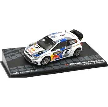 autíčko Volkswagen Polo R WRC #8 Rally Sweden 2013 1:43 DeAgostini časopis s modelem VW Polo WRC - kovový model