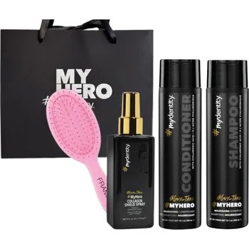 Kosmetická sada Sada pro výživu a hydrataci vlasů #mydentity MyHero Nourishing s dárkovou taškou a mini kartáčem Framar - růžový + dárek zdarma