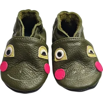 Capáčky EBOOBA Kožené capáčky s koženou podrážkou žabička 18-24 měsíců Zelená 24