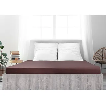 Prostěradlo B.E.S. - Petrovice, s.r.o. Prostěradlo Jersey česaná bavlna MAKO - Tmavá hnědá Rozměr: 200 x 220