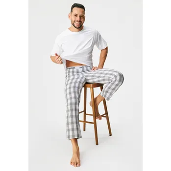 Pánské pyžamo Bavlněné pyžamo JACK AND JONES JACLuca dlouhé