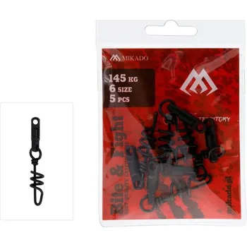 Rybářský háček 5ks - Obratlík Mikado S Kroužkem Šroub Vel. 5mm Černý Matný