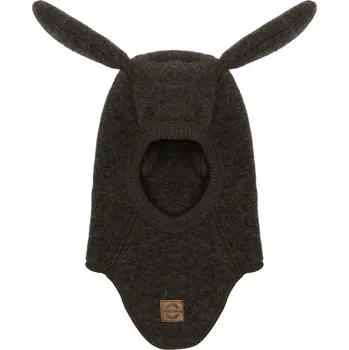 Kojenecká bunda MIKK-LINE Merino kukla s králičími oušky - tmavě hnědá Dark Brown Melange - Velikost: 86-92 Hnědá 86-92