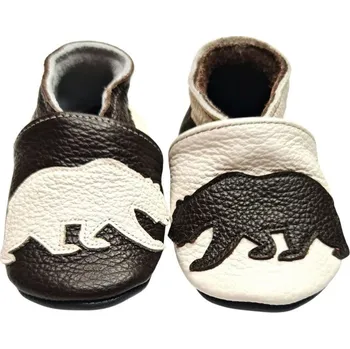Capáčky EBOOBA Kožené capáčky s koženou podrážkou lední medvěd 2-3 roky Hnědá 25