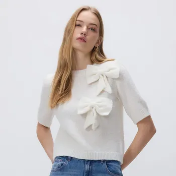 Dámský svetr Reserved - Svetr s mašlemi - tělová - 651HO-02X - 651HO-02X-S