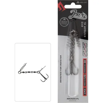 Rybářský háček 2ks - Hotový Návazec Mikado Jaws Evo Stinger XL Velikost 1/0 30kg